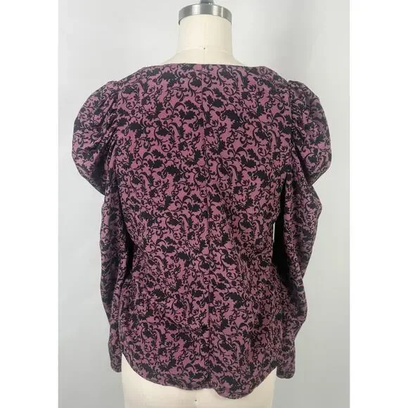 Supply&Demand Small Corporate Gothic Puff Sleeve Cotteque Blouse Emo Business - Picture 2 of 9